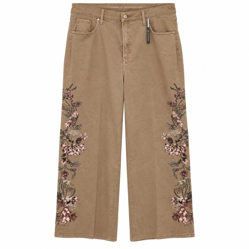 Chicos 3P (16P) So-Slimming High Rise Wide Leg Jean Embroidered CAFE AROMA NWT